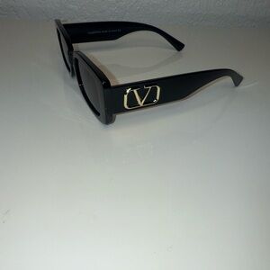 Valentino women's  Black Sunglasses with Gold VD Logo